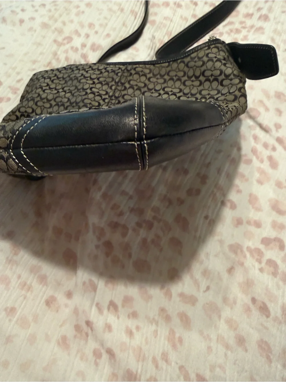 Coach Black and Brown Signature Canvas Shoulder Bag